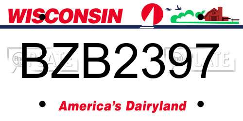 BZB2397 Wisconsin License Plate