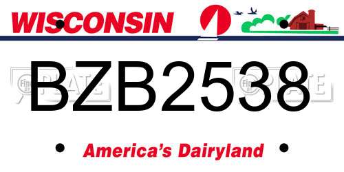 BZB2538 Wisconsin License Plate