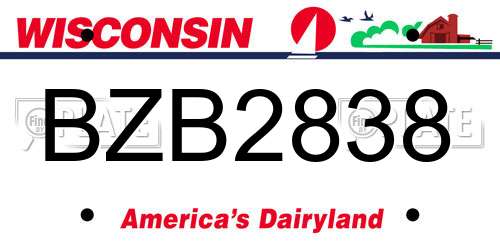 BZB2838 Wisconsin License Plate
