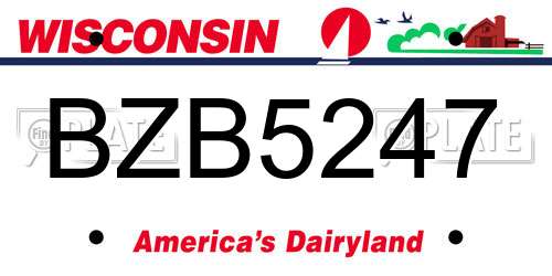 BZB5247 Wisconsin License Plate