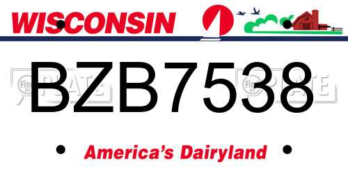 BZB7538 Wisconsin License Plate