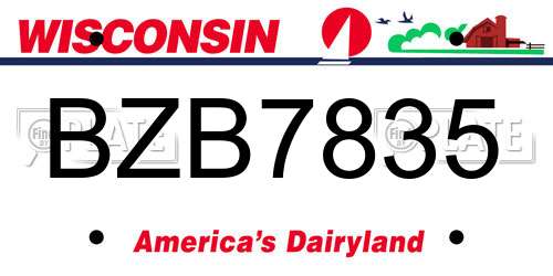 BZB7835 Wisconsin License Plate