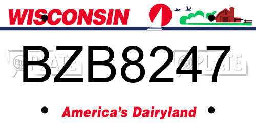 BZB8247 Wisconsin License Plate