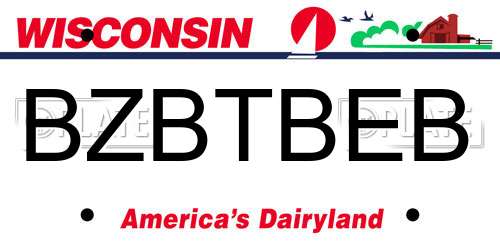 BZBTBEB Wisconsin License Plate