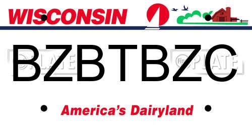 BZBTBZC Wisconsin License Plate