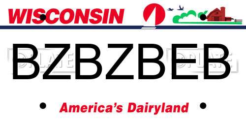 BZBZBEB Wisconsin License Plate