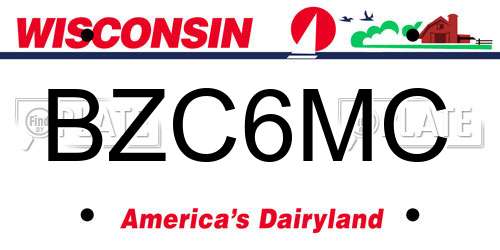 BZC6MC Wisconsin License Plate
