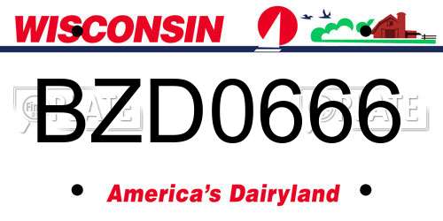 BZD0666 Wisconsin License Plate
