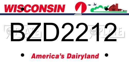 BZD2212 Wisconsin License Plate