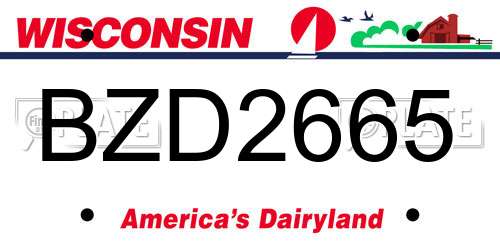 BZD2665 Wisconsin License Plate