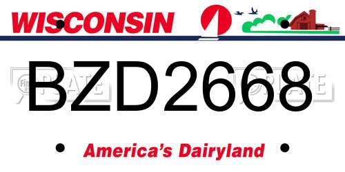BZD2668 Wisconsin License Plate