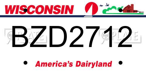 BZD2712 Wisconsin License Plate