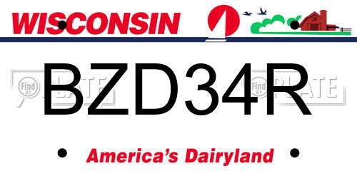 BZD34R Wisconsin License Plate