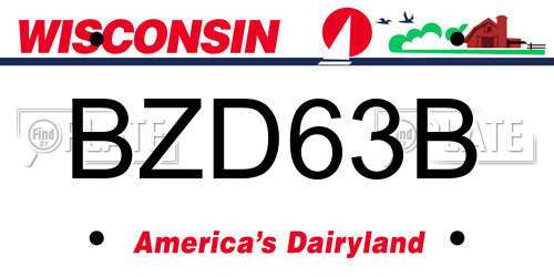 BZD63B Wisconsin License Plate