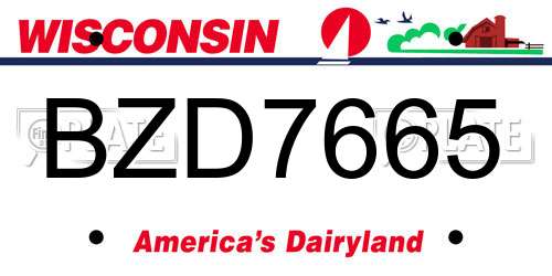 BZD7665 Wisconsin License Plate