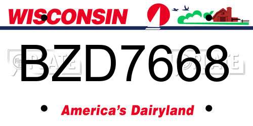 BZD7668 Wisconsin License Plate