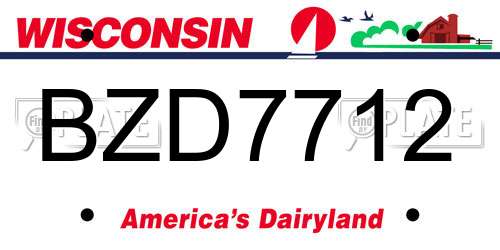 BZD7712 Wisconsin License Plate