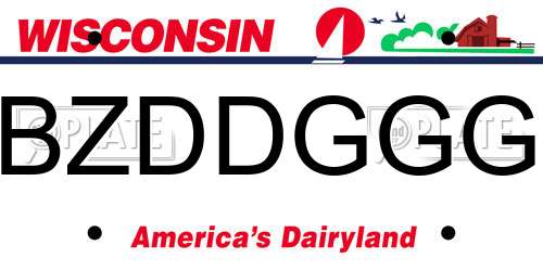 BZDDGGG Wisconsin License Plate