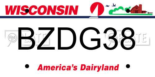 BZDG38 Wisconsin License Plate