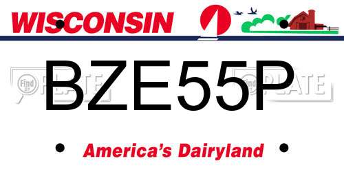 BZE55P Wisconsin License Plate