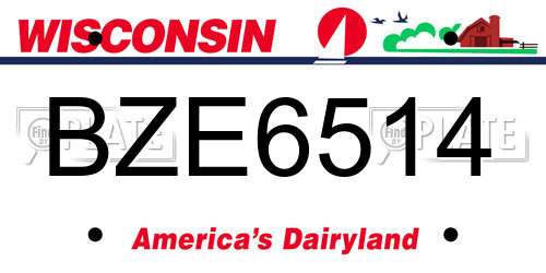 BZE6514 Wisconsin License Plate