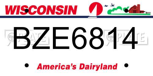 BZE6814 Wisconsin License Plate
