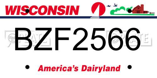 BZF2566 Wisconsin License Plate