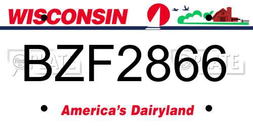 BZF2866 Wisconsin License Plate