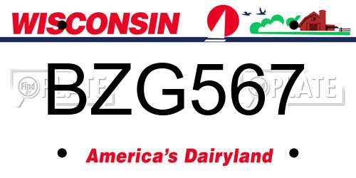 BZG567 Wisconsin License Plate