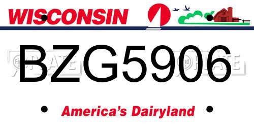 BZG5906 Wisconsin License Plate