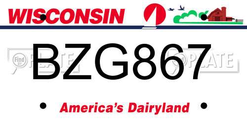 BZG867 Wisconsin License Plate