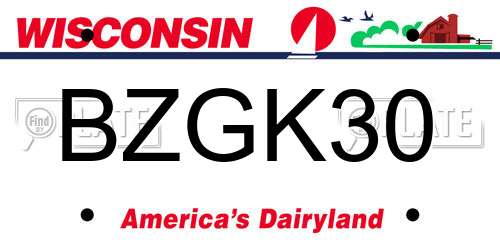 BZGK30 Wisconsin License Plate