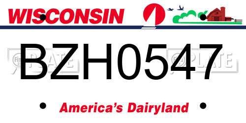 BZH0547 Wisconsin License Plate