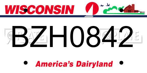 BZH0842 Wisconsin License Plate