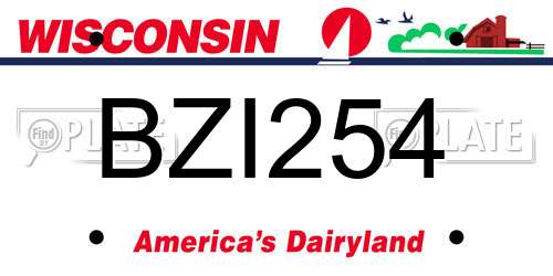BZI254 Wisconsin License Plate
