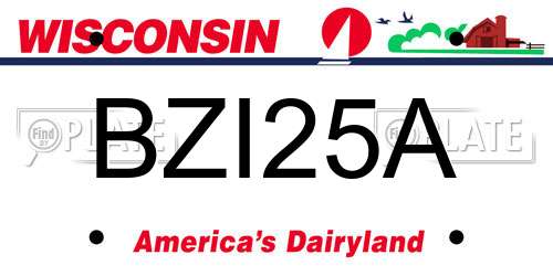 BZI25A Wisconsin License Plate