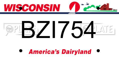 BZI754 Wisconsin License Plate