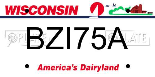 BZI75A Wisconsin License Plate