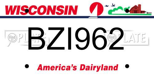 BZI962 Wisconsin License Plate