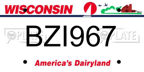 BZI967 Wisconsin License Plate
