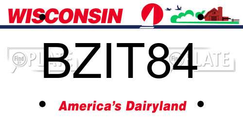 BZIT84 Wisconsin License Plate