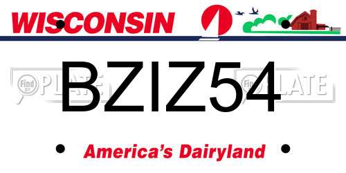 BZIZ54 Wisconsin License Plate