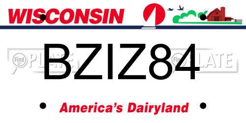 BZIZ84 Wisconsin License Plate