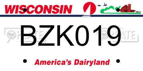 BZK019 Wisconsin License Plate