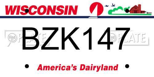 BZK147 Wisconsin License Plate
