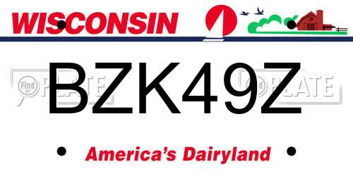 BZK49Z Wisconsin License Plate