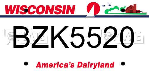 BZK5520 Wisconsin License Plate