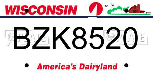 BZK8520 Wisconsin License Plate