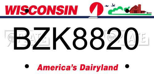 BZK8820 Wisconsin License Plate