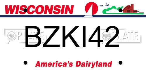 BZKI42 Wisconsin License Plate